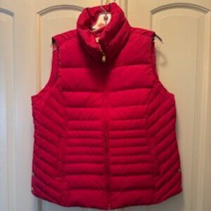 Talbots Hot Pink Puffer Jacket with Gold Buttons, Size X